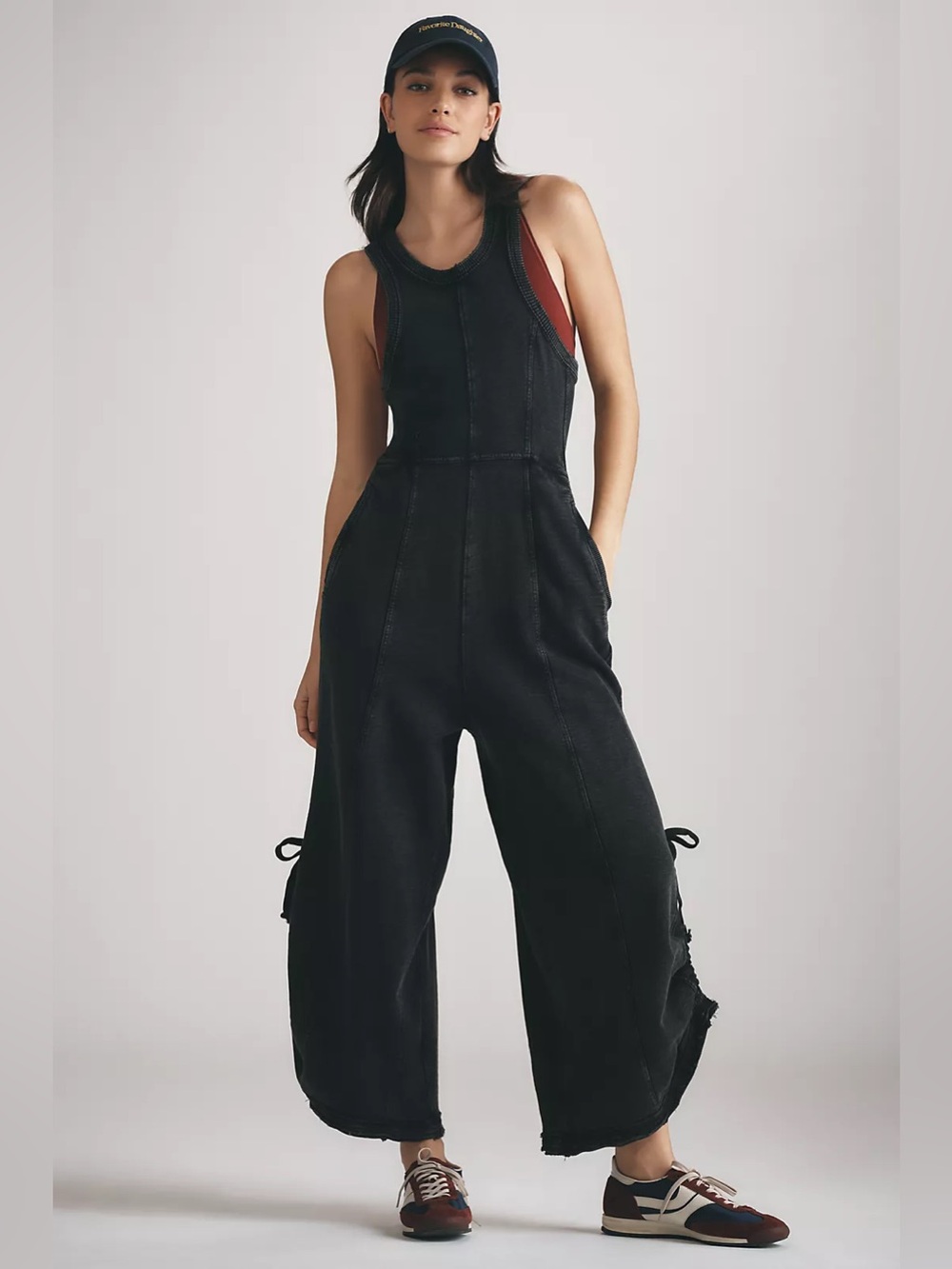 Daily Practice Sleeveless Seamed Wide-Leg Jumpsuit